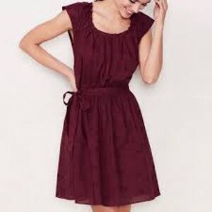 LC Lauren Conrad Red A Line Midi Dress Flutter Cap Sleeves
